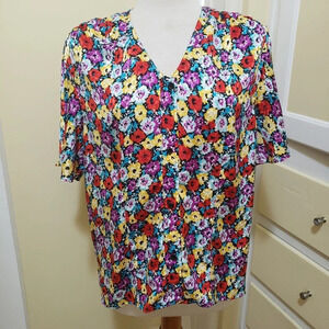Vintage Floral Top | Multi-Colored Blouse | Sz 6